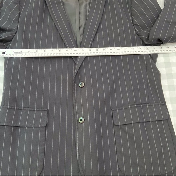 BROOKS Brothers 1818 men blazer black striped lightweight size Large cotton wool - Picture 12 of 16